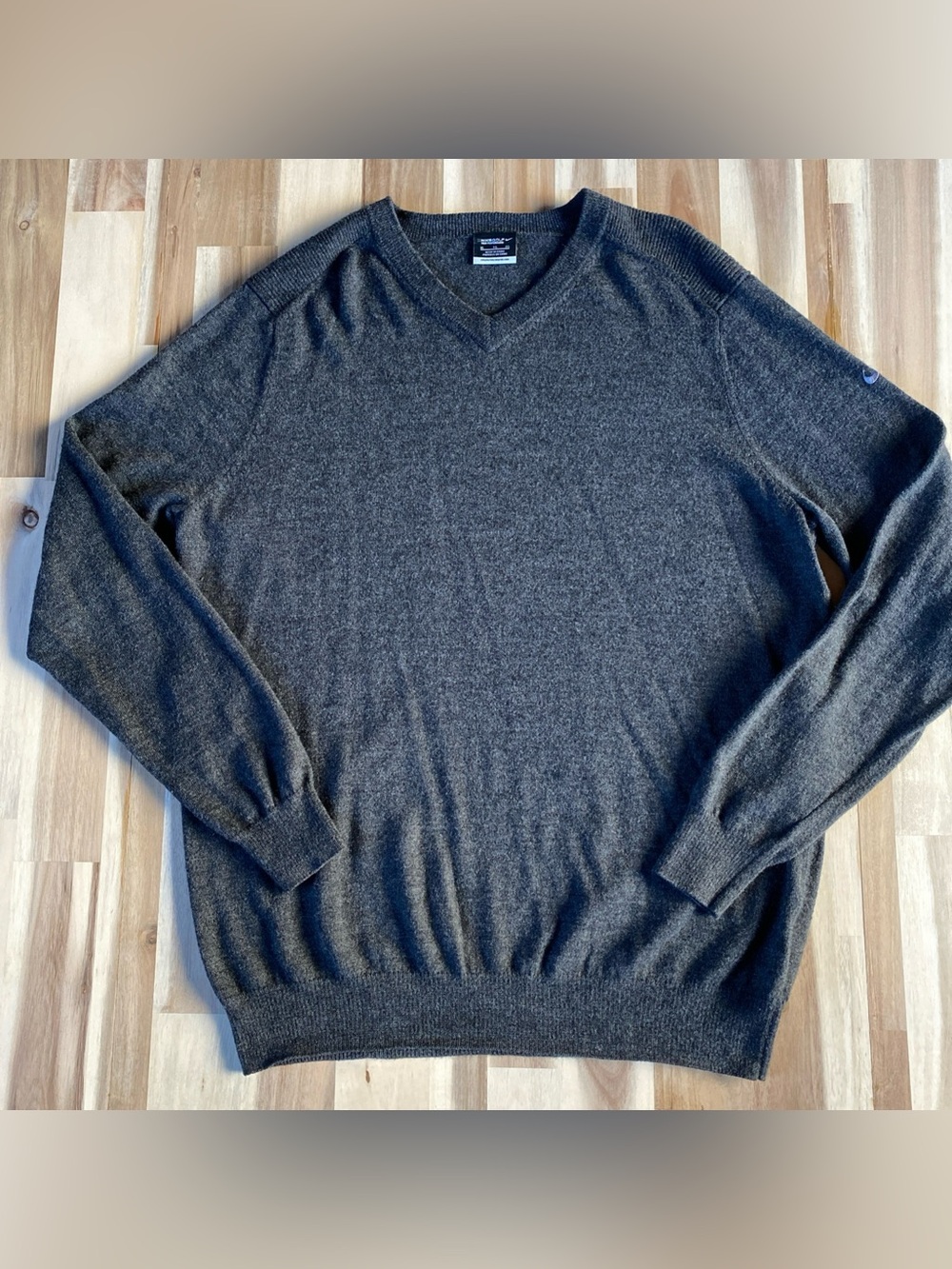 Nike Golf Sweater Mens XL Gray V Neck Wool Blend Tour Performance Preppy Classic